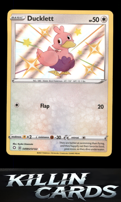 Ducklett SV095/SV122 Pokemon Shiny Holo Rare Shining Fates: Shiny Vault Card NM - Image 1