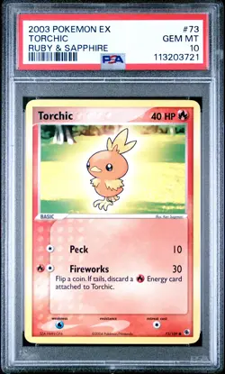 2003 POKEMON EX RUBY & SAPPHIRE #73 TORCHIC PSA 10 - Image 1