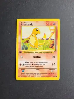 Pokemon Karten Sammlung - Starter Glumanda 48/102 1. Edition Base Light Played - Image 1