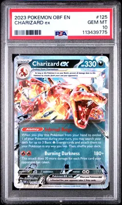 PSA 10 GEM MINT Charizard Ex Obsidian Flames Ultra Rare Pokemon 125/197 - Image 1