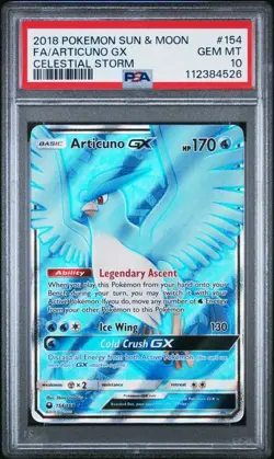 PSA 10 GEM MINT Articuno GX Celestial Storm Full Art Holo Pokemon 154/168 - Image 1