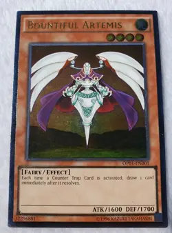 Yugioh 1x Bountiful Artemis OP01-EN001 Ultimate Rare NM - Image 2