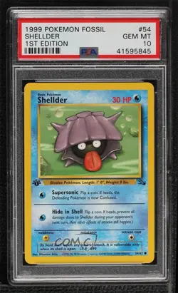 Shellder 1st Ed. Pokemon Fossil PSA 10 GEM MT 1999 0n64 - Image 1