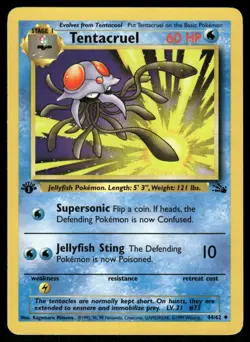 Pokemon Tentacruel 1st Edition 44/62 Uncommon Fossil NM - Image 1