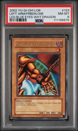 2002 Yu-Gi-Oh! Left Arm/Forbidden One Legend Of Blue Eyes LOB Unlim Ultra PSA 8 - Image 1