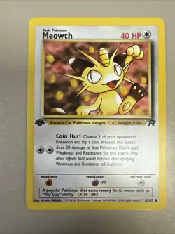 Pokemon Card - Team Rocket 62/82 - MEOWTH (common) **1st Edition** - NM - Image 1