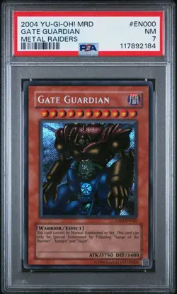 2004 Yu-Gi-Oh! Gate Guardian Metal Raiders MRD EN Unlimited Secret Rare PSA 7 - Image 1
