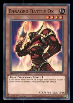 Yugioh Enraged Battle Ox #SBCB-EN050 Speed Duel: Battle City Box LP - Image 1