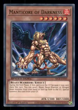 Yugioh Manticore of Darkness #SBCB-EN049 Speed Duel: Battle City Box LP - Image 1