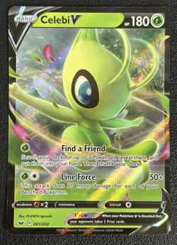 Celebi V 001/202 Sword & Shield Base Ultra Rare Pokemon TCG Card NM - Image 1