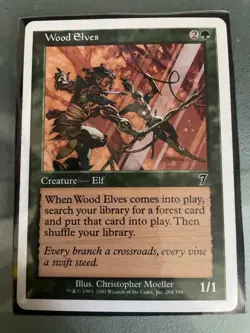Wood Elves 7th Edition Regular barely used Magic the Gathering card - Image 1