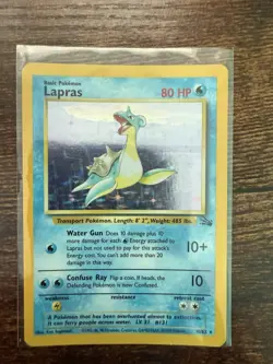 Pokemon TCG Lapras Fossil Holo Unlimited Rare Card 10/62 - Image 1