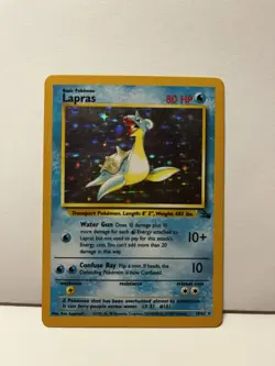 Pokemon TCG Lapras Fossil Holo Unlimited Rare Card 10/62 - Image 1