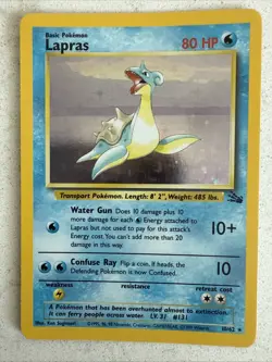 Pokemon TCG Lapras Fossil Holo Unlimited Rare Card 10/62 - Image 1
