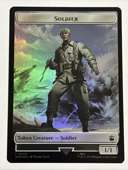 MTG Universes Beyond: Doctor Who Soldier/Cyberman Token Foil 0008/0024 - Image 1