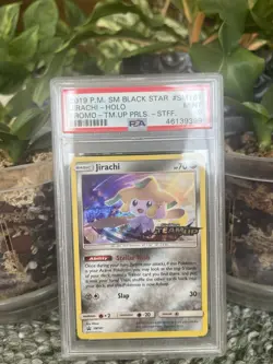 2019 TEAM UP Jirachi Prerelease Staff Holo Black Star Promo SM161 PSA 9 Pokemon - Image 1