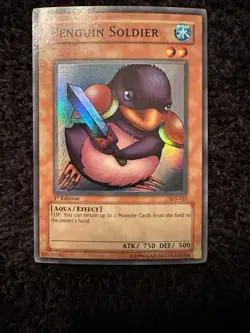 YuGiOh Penguin Soldier Super Rare SDJ-022 1st Edition LP - Image 1