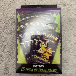 Pokemon TCG 2023 Booster Packs Trick Or Trade Hangar Box. 15 Three Card Packs - Image 1