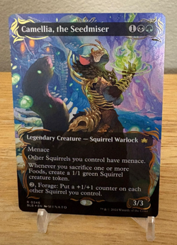 MTG Camellia, the Seedmiser 0346 Raised Foil Borderless Bloomburrow BLB Rare NM - Image 2
