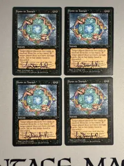 4 x Hymn to Tourach Fallen Empires MTG Cards Signed by Artist Liz Danforth 1994 - Image 1