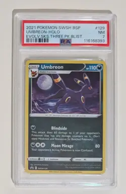 2021 POKEMON SWSH BLACK STAR PROMO #129 UMBREON-HOLO PSA 7 - Image 1