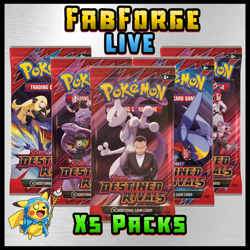 #001 - Pokemon Destined Rivals Booster Pack (x5) - Opened Live - Image 1