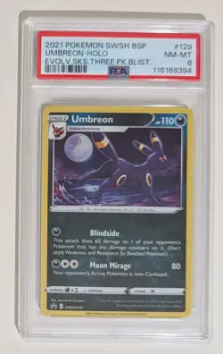 2021 POKEMON SWSH BLACK STAR PROMO #129 UMBREON-HOLO PSA 8 - Image 1