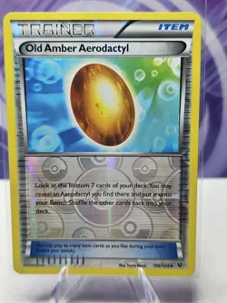 Old Amber Aerodactyl 106/124 XY Fates Collide Reverse Holo Uncommon Pokemon - Image 1