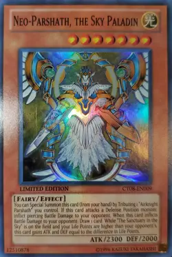 Yugioh 2011 Neo-Parshath, The Sky Paladin SR Limited Ed. CT08-EN009 Near Mint - Image 1
