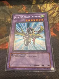 Yugioh Gaia the Dragon Champion LOB-125 Secret Rare Reverse Foil Error PLAYED - Image 1