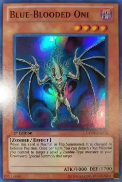 Yugioh 2011 Blue-Blooded Oni SR 1st Ed. GENF-EN034 Near Mint - Image 1
