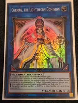Yugioh Curious, the Lightsworn Dominion EXFO-EN091 Super Rare 1st Ed LP - Image 1
