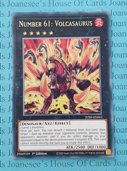 JUSH-EN043 Number 61: Volcasaurus Rare Yu-Gi-Oh Card 1st Edition New - Image 1