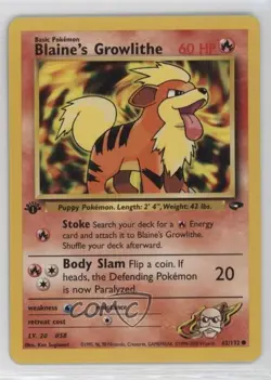 Blaine's Growlithe 1st Ed. Pokemon Gym Challenge #62 2000 1ii5 - Image 1