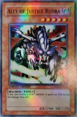 Yugioh 2009 Ally Of Justice Rudra SR Holo Bleed🩸LimitedEd. HA01-EN016 Near Mint - Image 1
