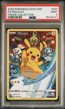 Pikachu SWSH020 Full Art SWSH Black Star Promo Pokemon Card TCG - PSA 9 MINT - Image 2