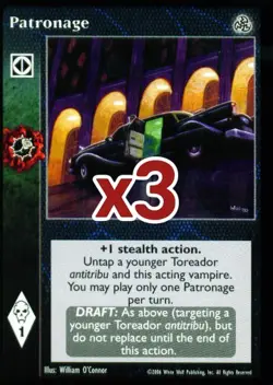 Lot of 3 cards: Patronage [Third set] - VTES card - Image 1