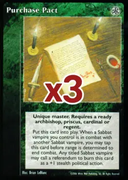 Lot of 3 cards: Purchase Pact [Third set] - VTES card - Image 1
