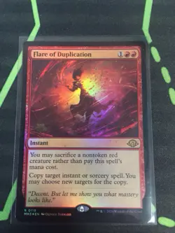 MTG Magic The Gathering Flare Of Duplication Foil Prerelease Promo Red Commander - Image 1