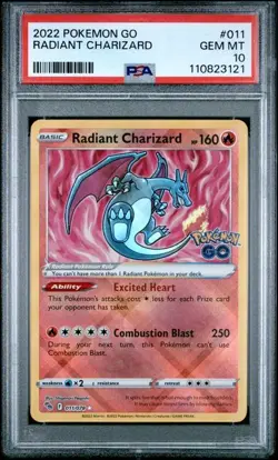PSA 10 Radiant Charizard 011/078 - Pokemon Go Graded Pokemon Card - Image 1
