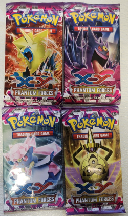 POKEMON XY PHANTOM FORCES BOOSTER PACK ART SET OF (4) UNOPENED BOOSTER PACKS - Image 1