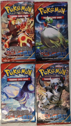 POKEMON XY PRIMAL CLASH BOOSTER PACK ART SET OF (4) UNOPENED BOOSTER PACKS - Image 1