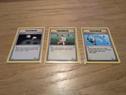 Pokemon Fossil 1999 Trainer Cards: Energy Search 59, Gambler 60, Recycle 61 - LP - Image 1