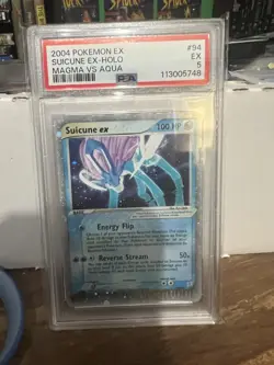 2004 POKEMON EX TEAM MAGMA VS AQUA #94/95 SUICUNE EX PSA 5 - Image 1
