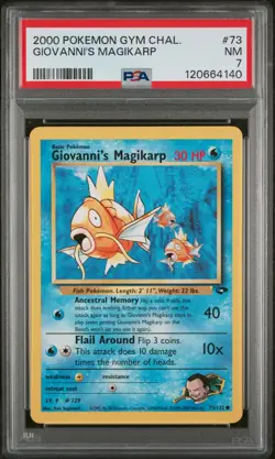 2000 Pokemon #73/132 Giovanni's Magikarp Gym Challenge PSA 7 - Image 1