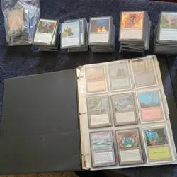 10 Pages of VERY OLD Cards Collection in Binder with an extra 1000 Bulk MTG Lot - Image 4