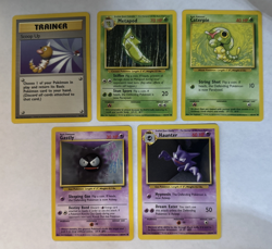Lot Of 5 Pokemon Base set Vintage Cards NonHolo Metapod, Ghastly, Haunter LP/NM - Image 1