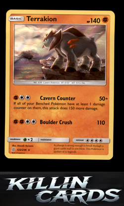 Terrakion 122/236 Pokemon Holo Rare SM - Unified Minds Card NM - Image 1