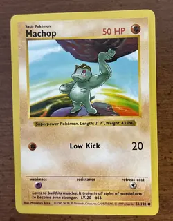 Shadowless Machop 52/102 Common Pokemon Card 1999 WOTC - Image 1