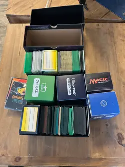 Magic the Gathering Card Deck Boxes and 300+ card sleeves some used some new lot - Image 1